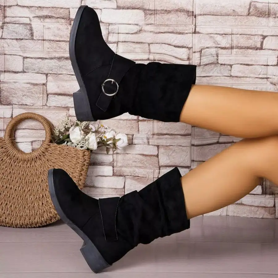 Round Toe Block Heels Boots
