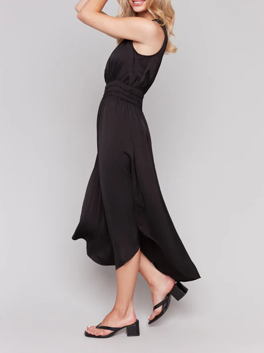 Elegant Satin Dress With Slim Waist
