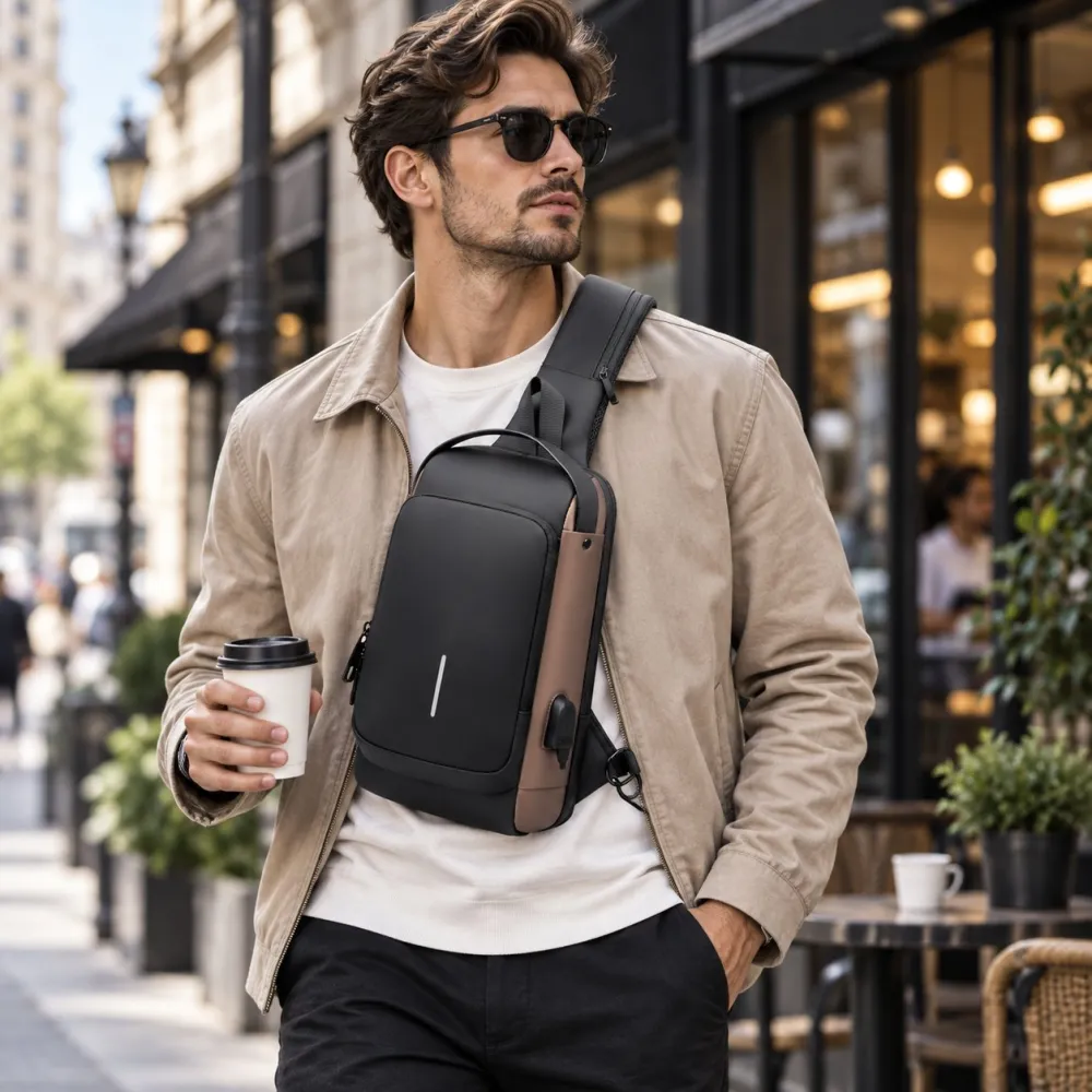 Anti-Theft Smart Sling Bag | Built-in USB Charging & Secure Combination Lock