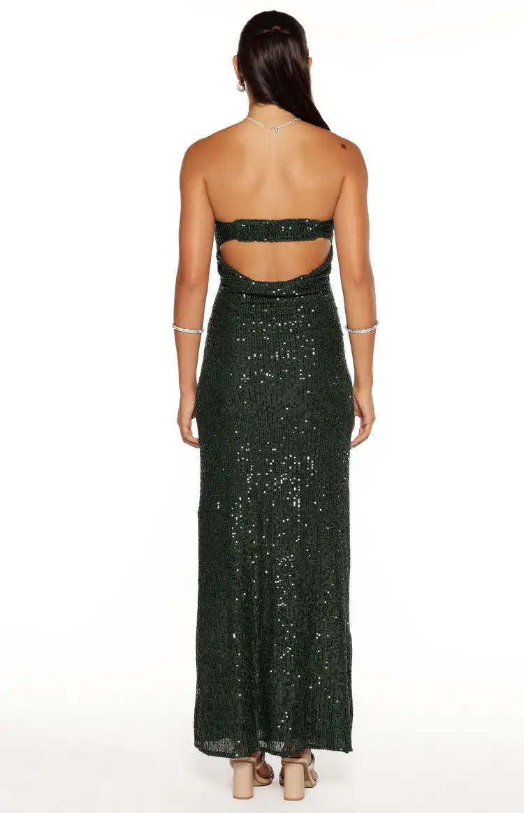Strapless Bodycon Emerald Maxi Dress