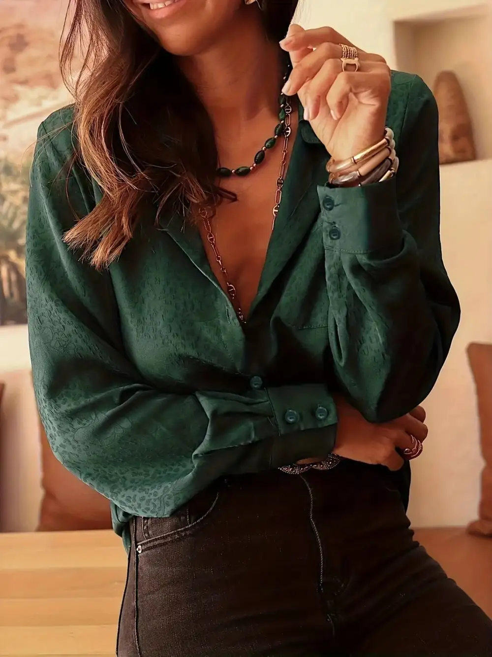 Polished Leopard Button Up Button Up Shirt