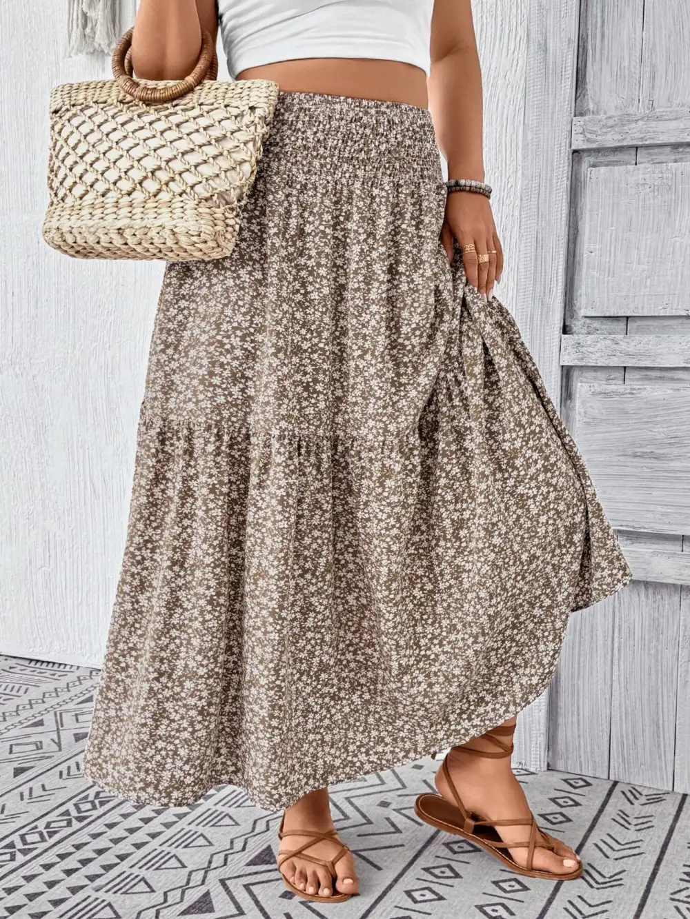 Tiered Floral Skirt
