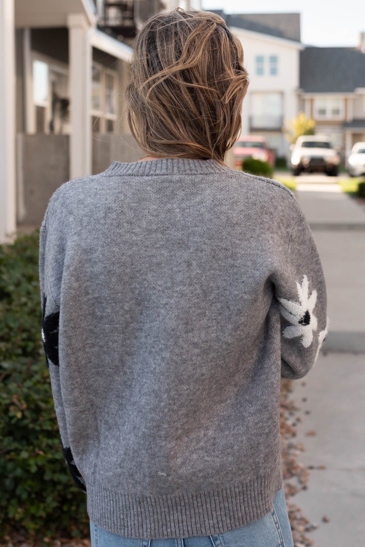 Lauranne Grey Floral Sweater