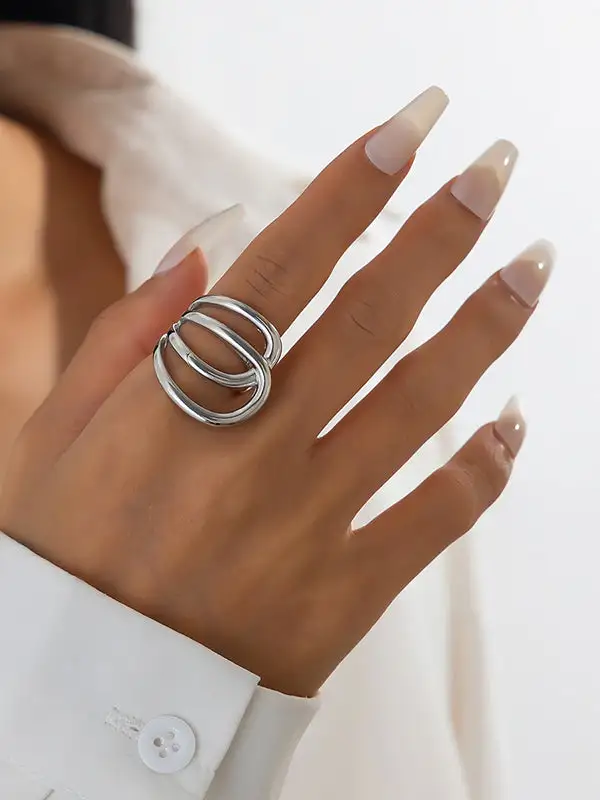 Asymmetric Geometric Polished Casual Ring