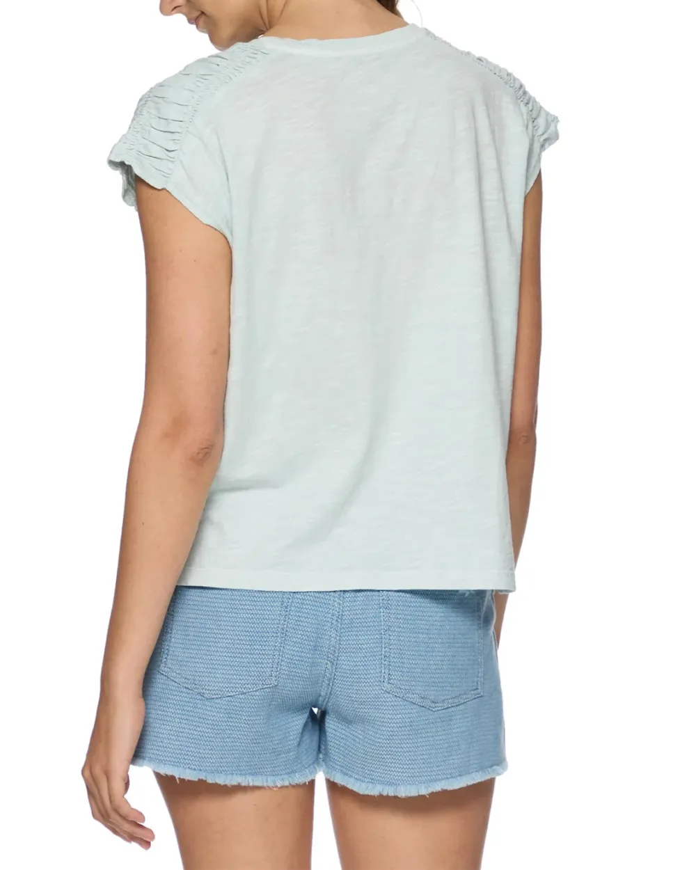 Smocked Short Sleeve Cotton Top