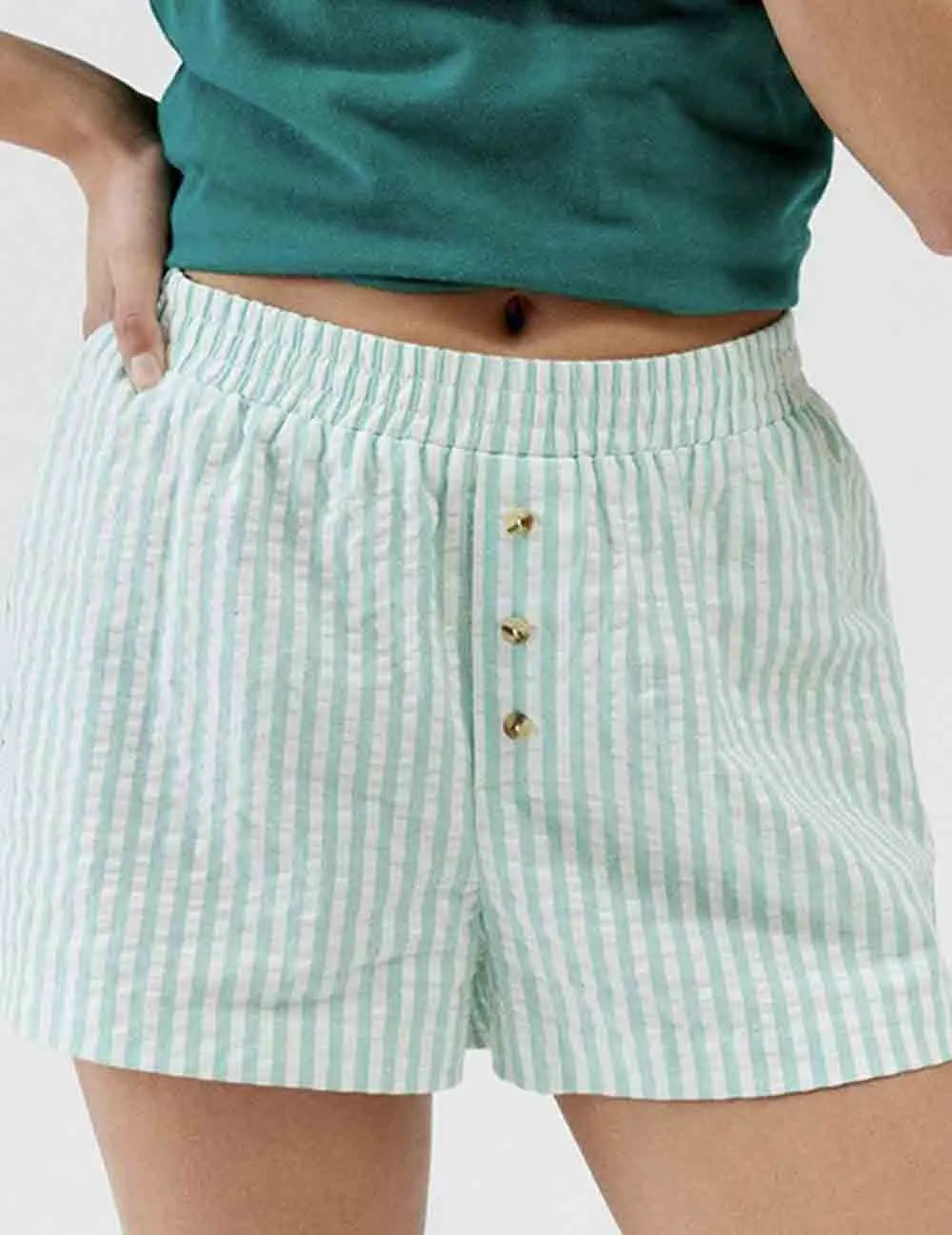 Color Block Stripe Waist Shorts
