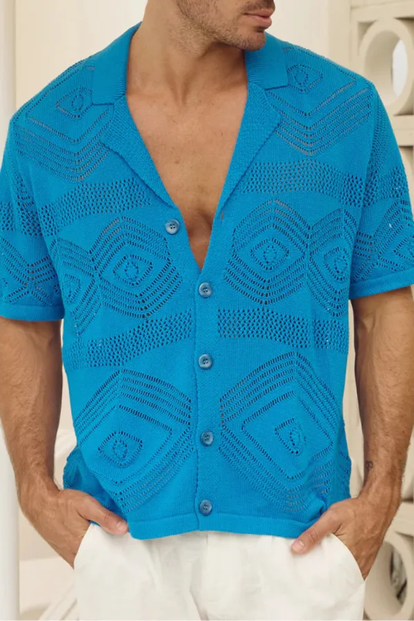 CUT OUT SOLID BLUE LIAM SHIRT