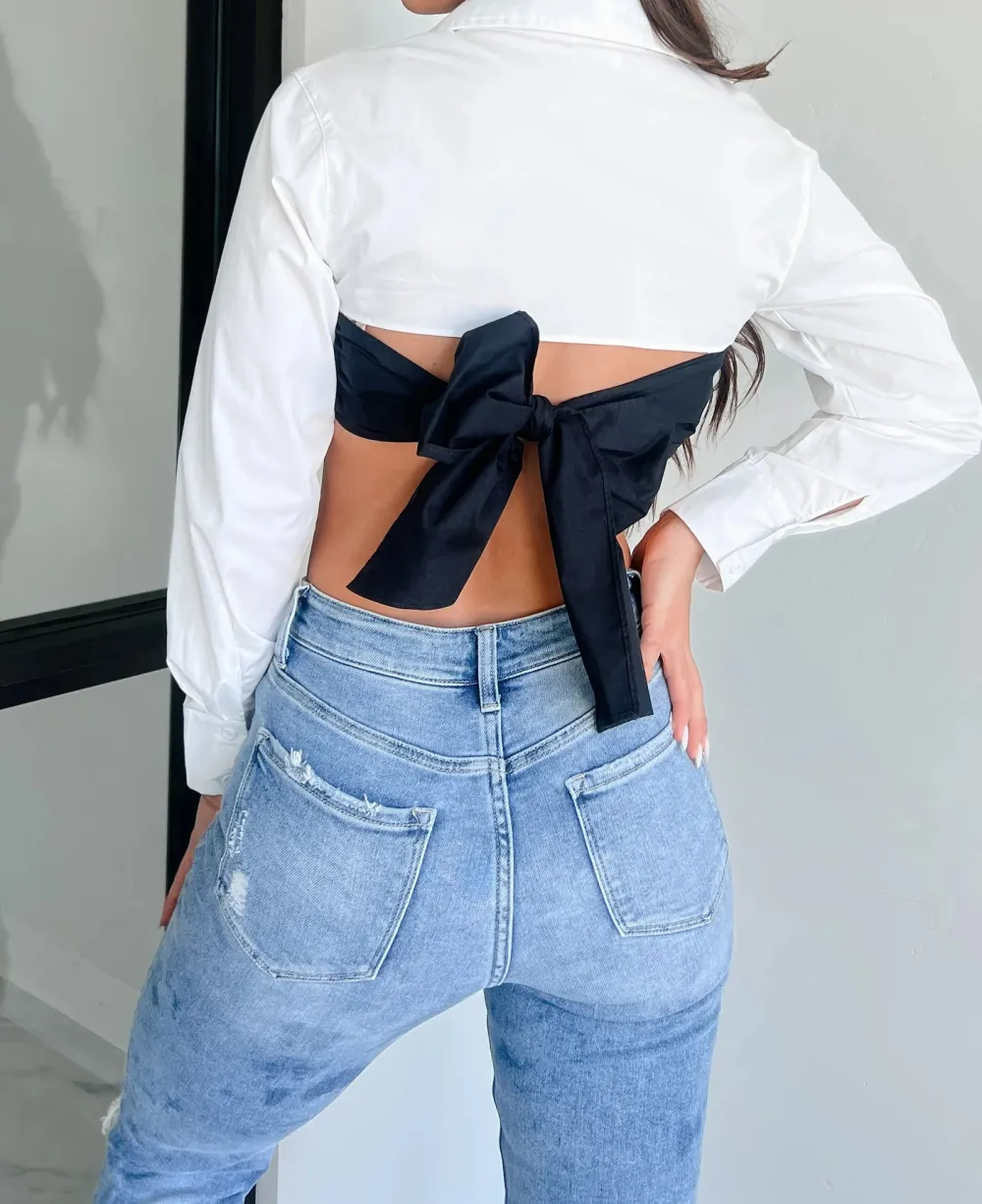 Colorblock Crop Blouse