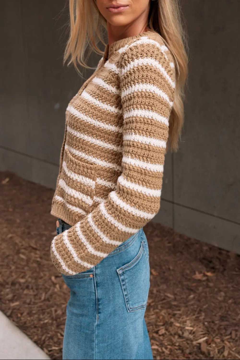 Contrast Color Striped Cardigan