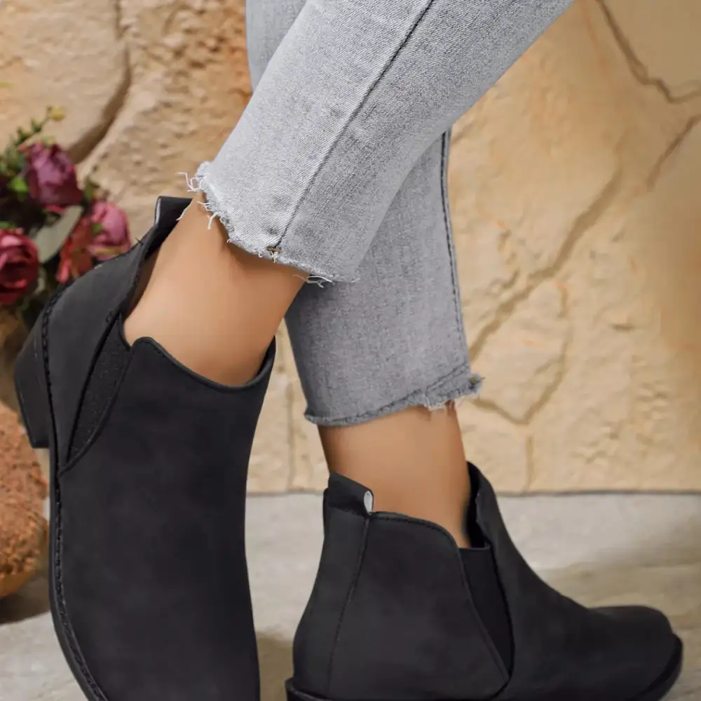 Pointed Toe Block Heel Ankle Boots