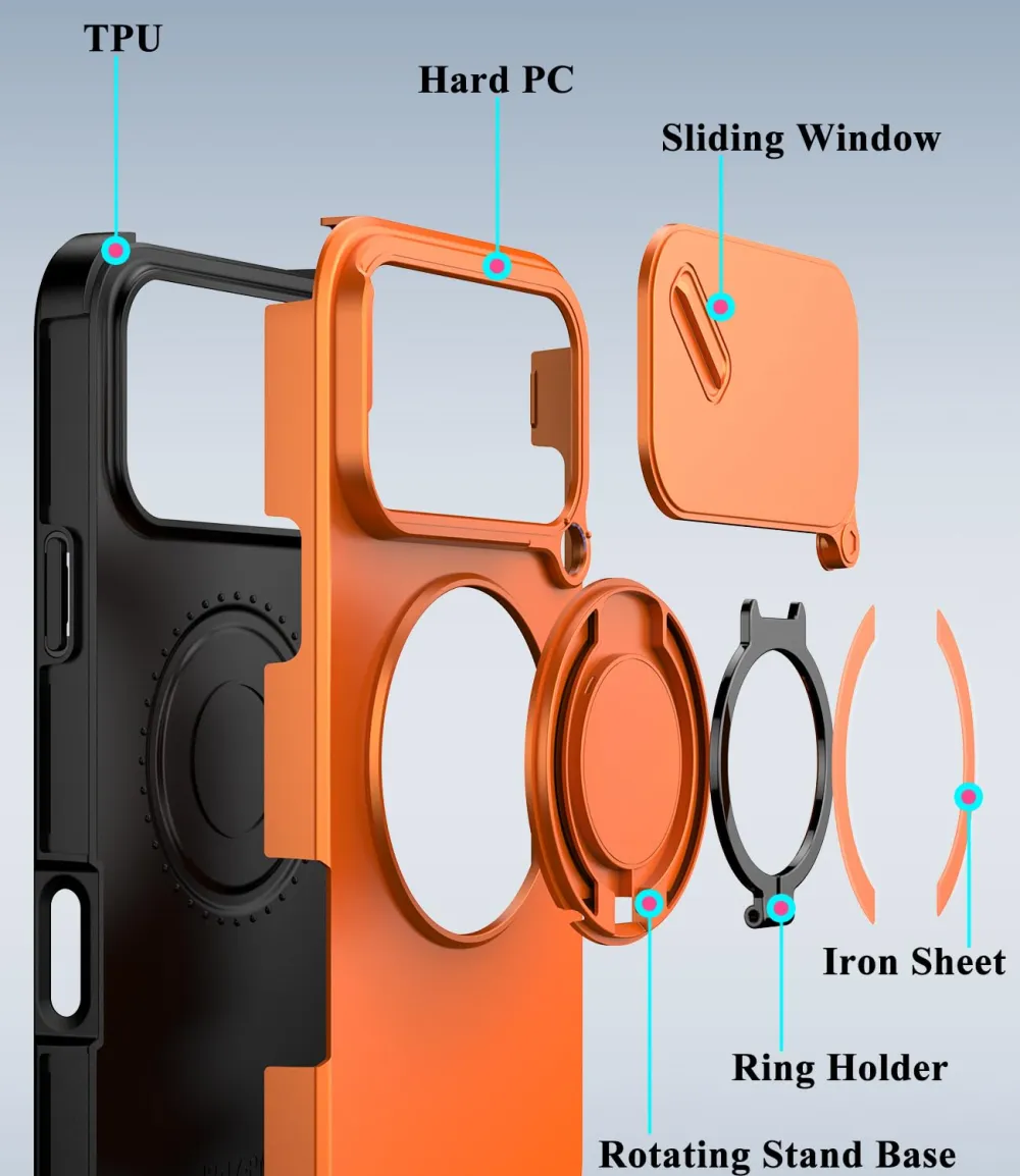 For iPhone 18 Pro Max LINK Phone Case Apple 15 Pro Sliding Window Stand Shockproof Protective Cover