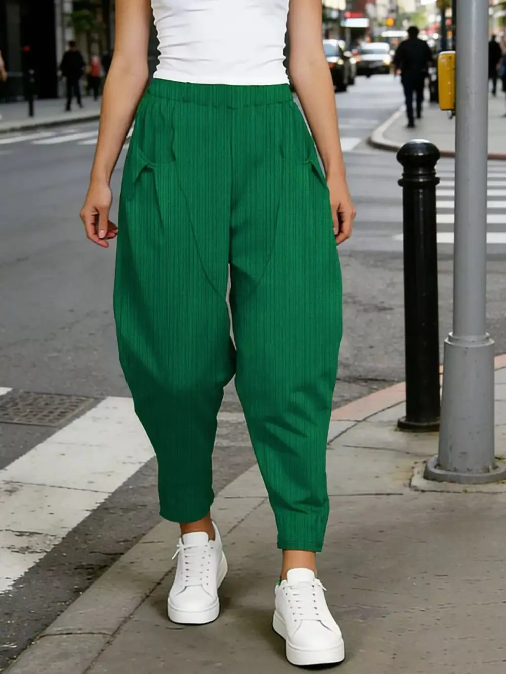 Casual Elastic Waist Harem Pants