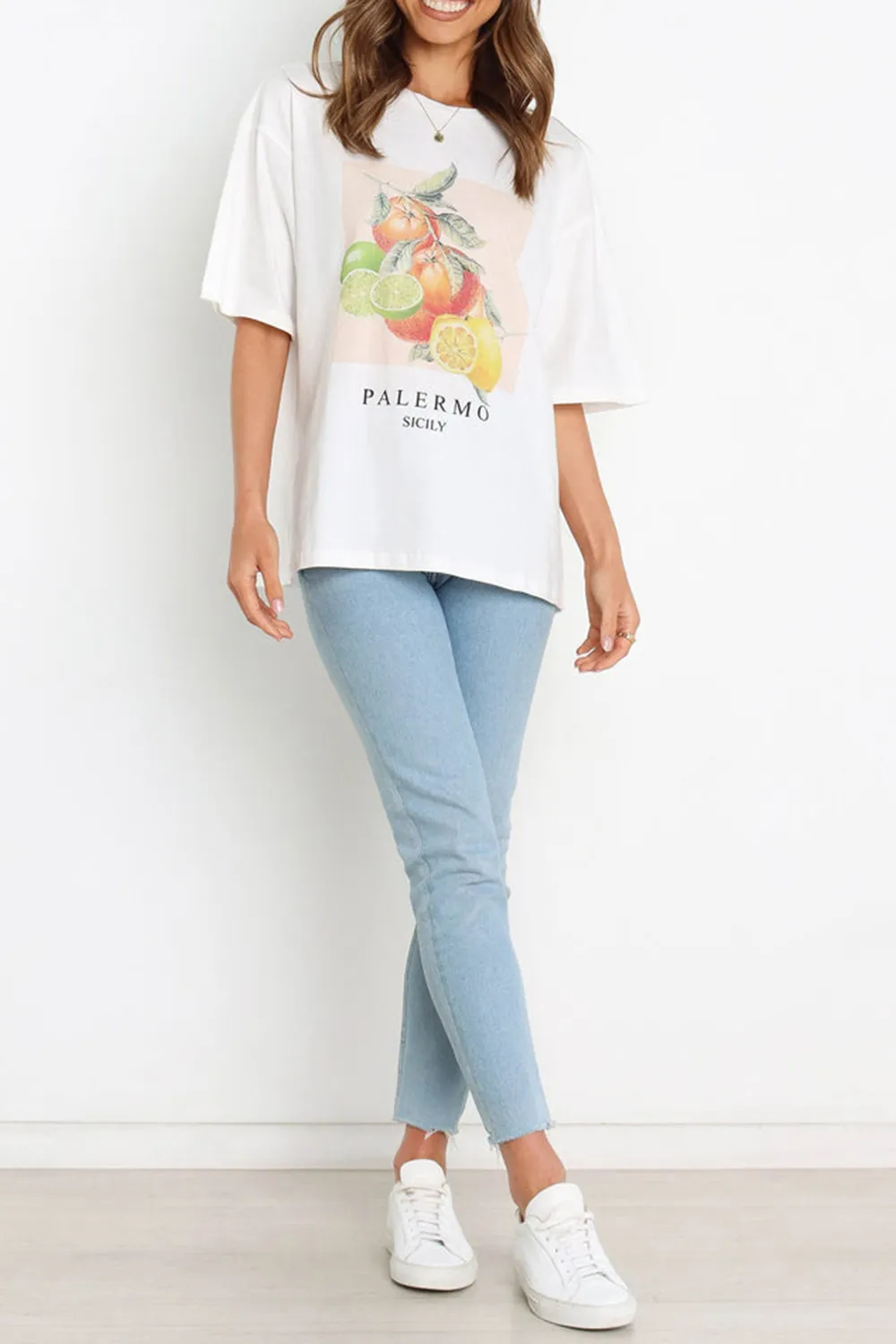 FRUIT PATTERN WHITE TOP