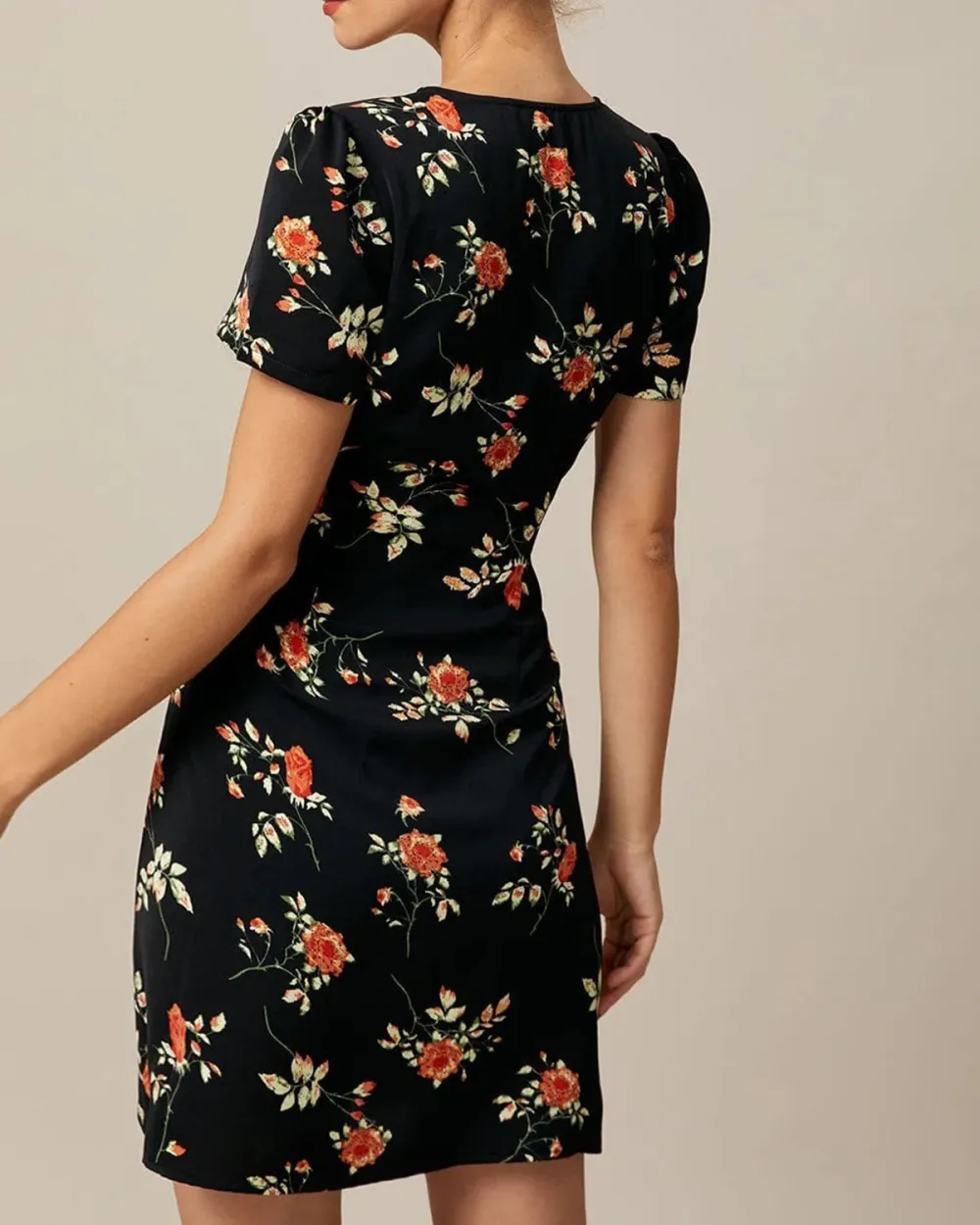 Button Front Black Dress