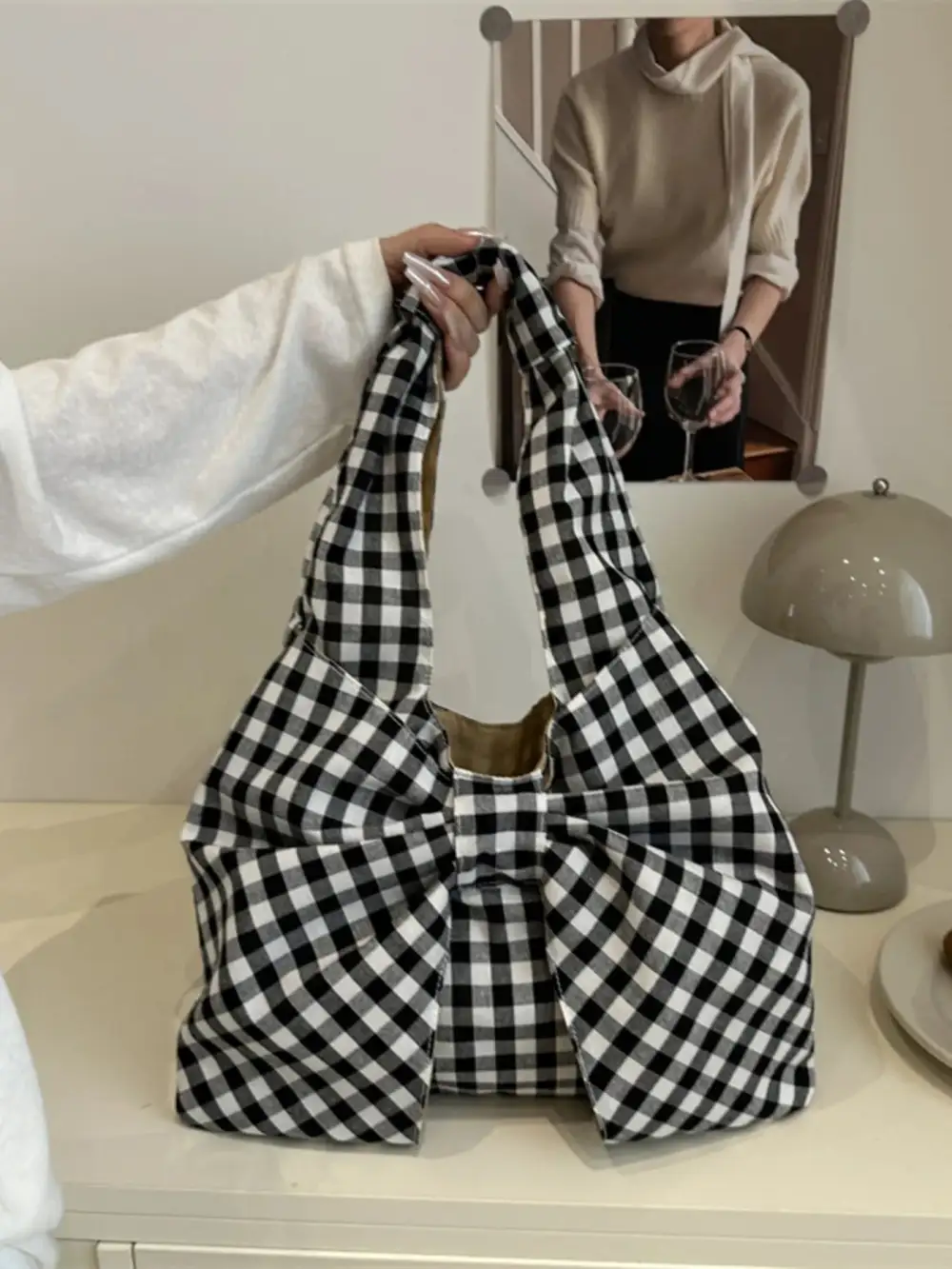 Bow Accent Ruched Shoulder Bag