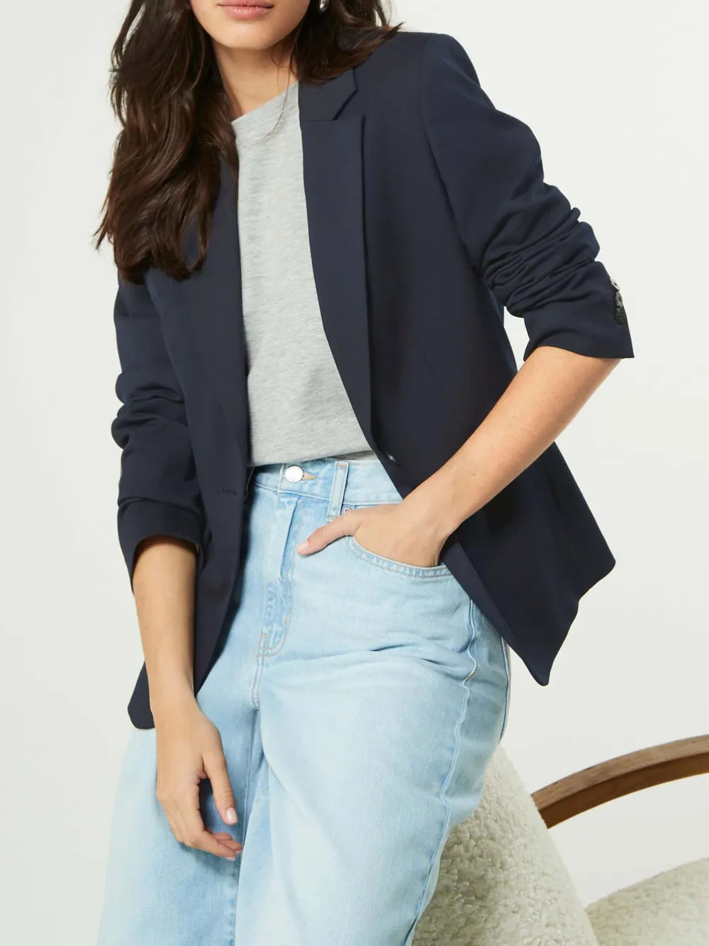 Loose Pleated Sleeve Suit Jacket