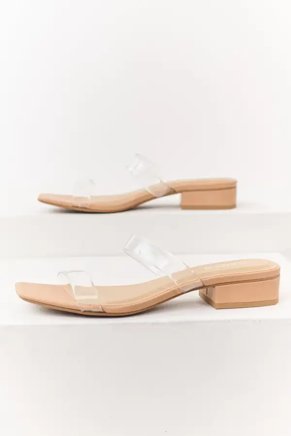 Double Strap Low Heel Slip-On Sandals