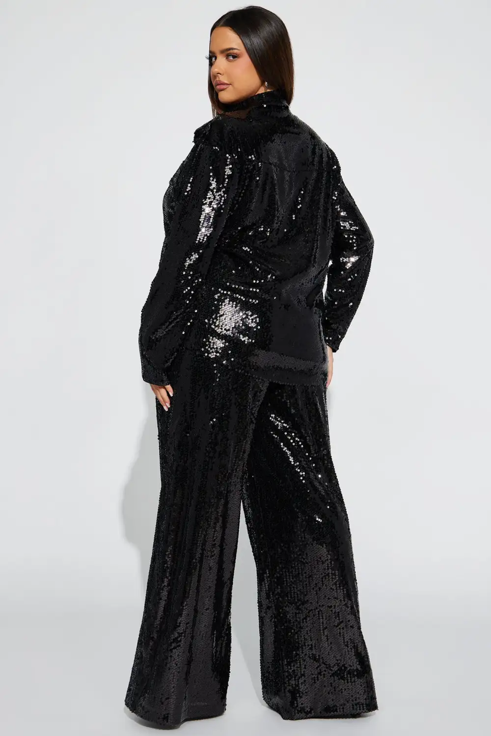 All In Sequin Pant Set - Black