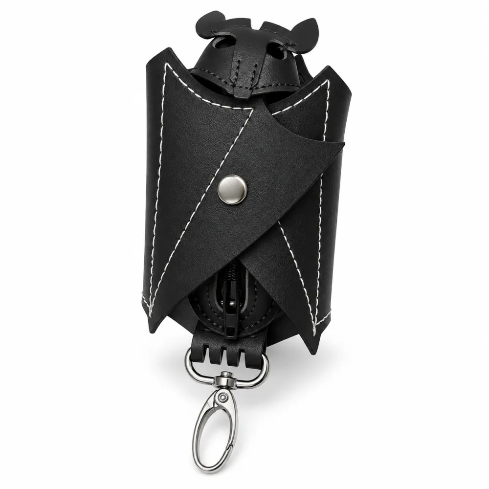 Bat shaped Gothic faux leather compact wallet - mini crossbody fashion bag with detachable shoulder strap, a terrifying Gothic accessory for nightclubs and holiday costumes