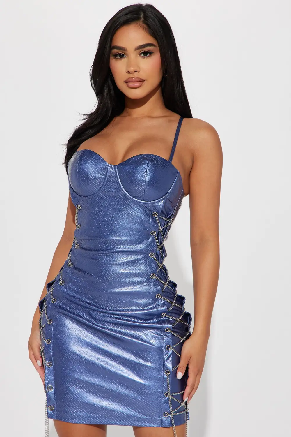Metallic Scale Mini Dress - Purple
