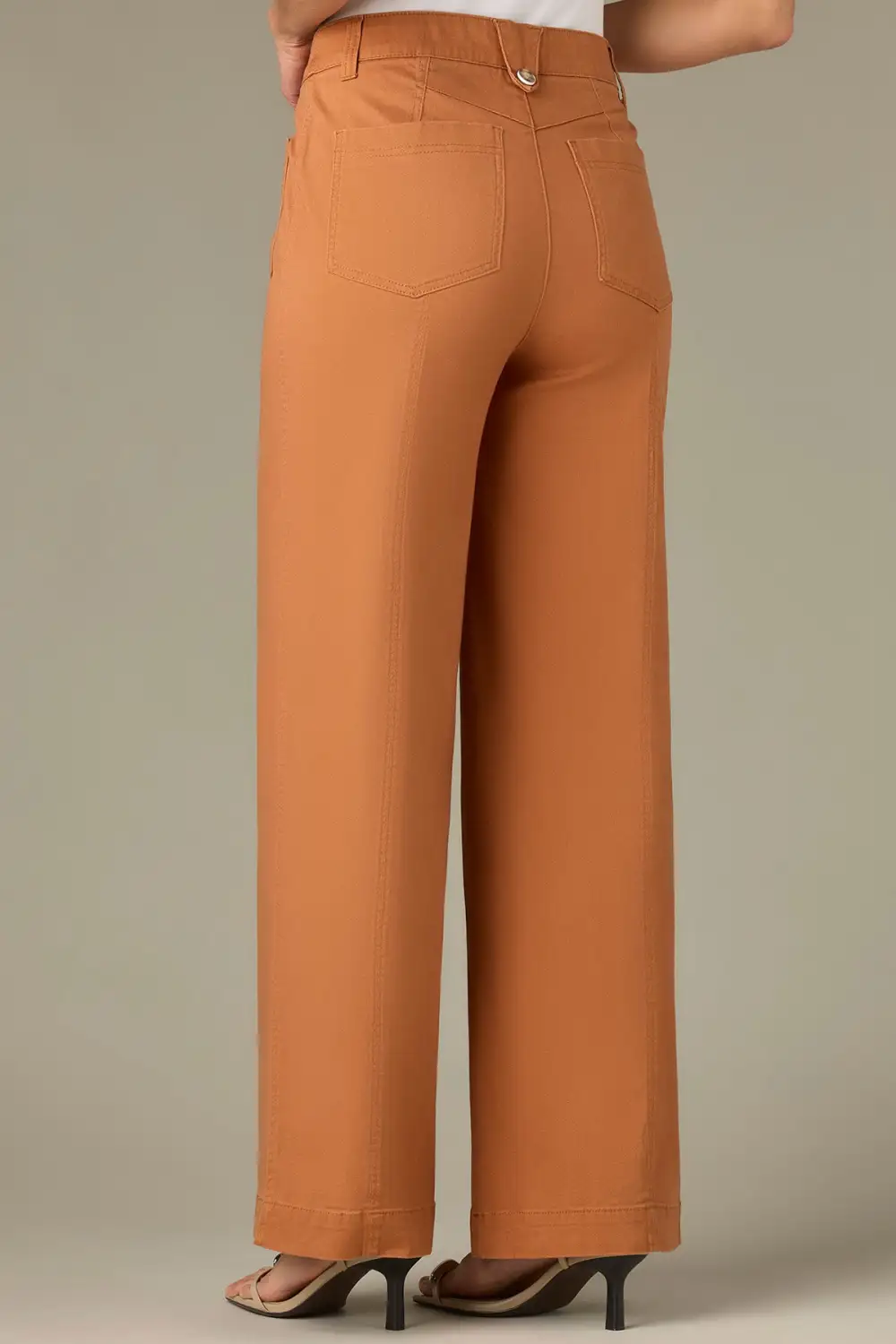 Petite Button Fly Wide Leg Pants