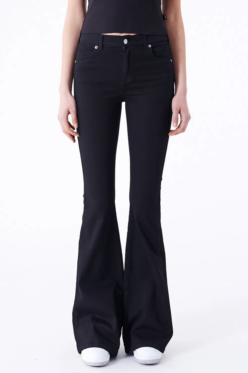 Everyday Solid Loose Black Flared Jeans