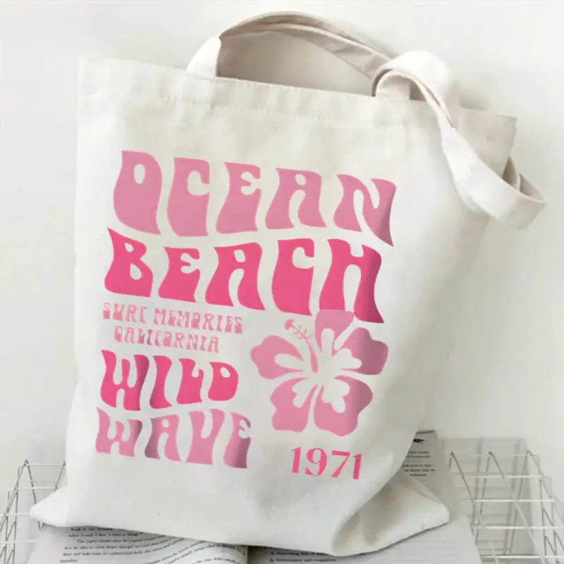 Groovy Retro Graphic Canvas Tote Bag