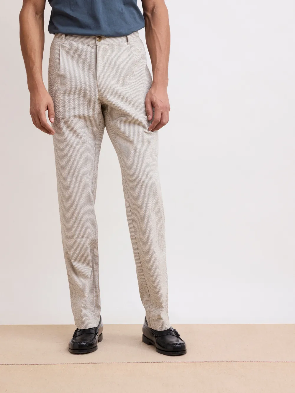 Men's Beige Straight Fit Pants