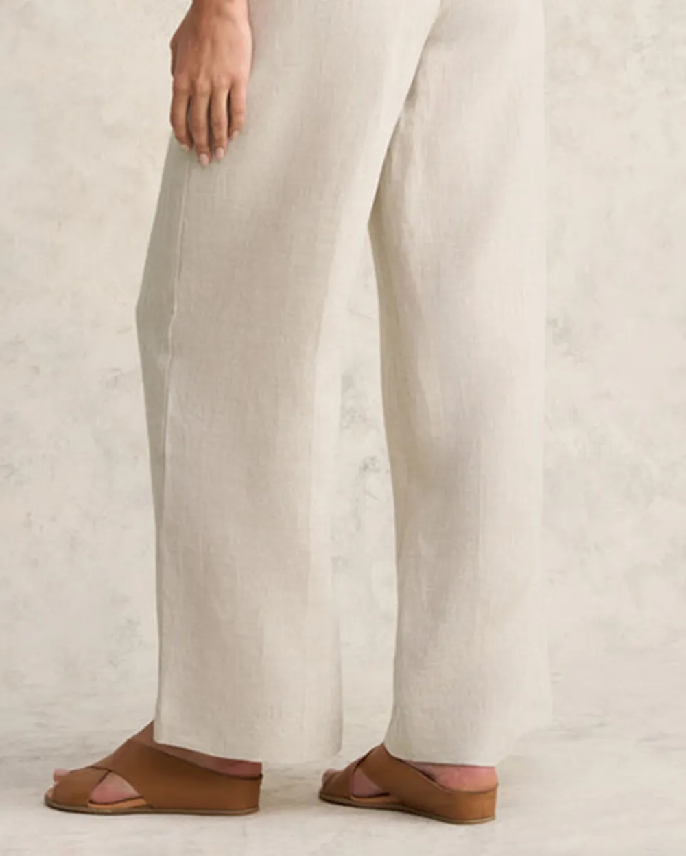 Full Length Waist Tab Linen Pant