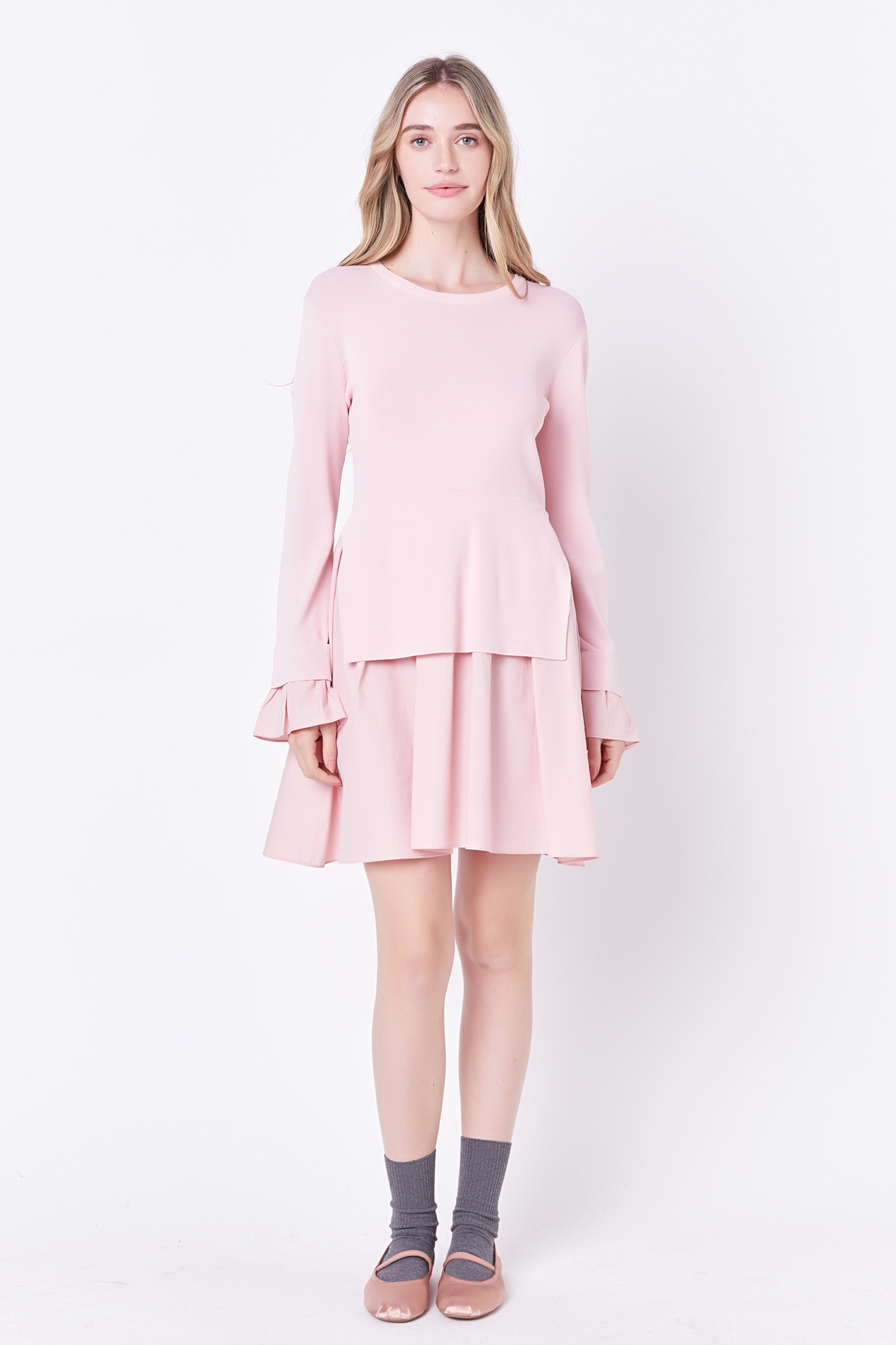 Poplin Combo Knit Dress