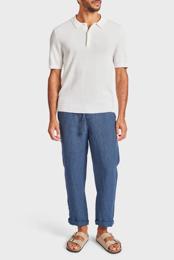 Riviera Linen Pant- Bluegrass/navy