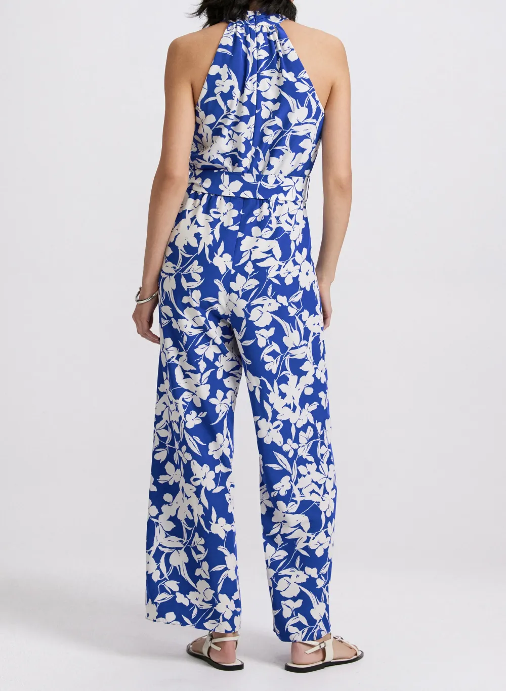 Loose-Fit Blue Floral Jumpsuit