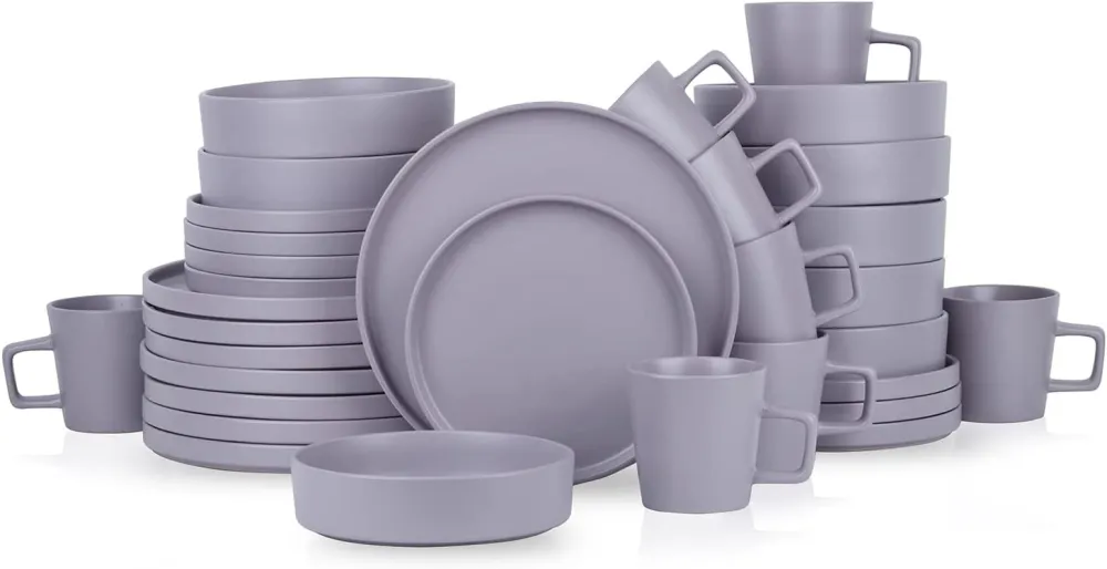 Stone Lain Coupe Dinnerware Set, Service For 8, Black Matte