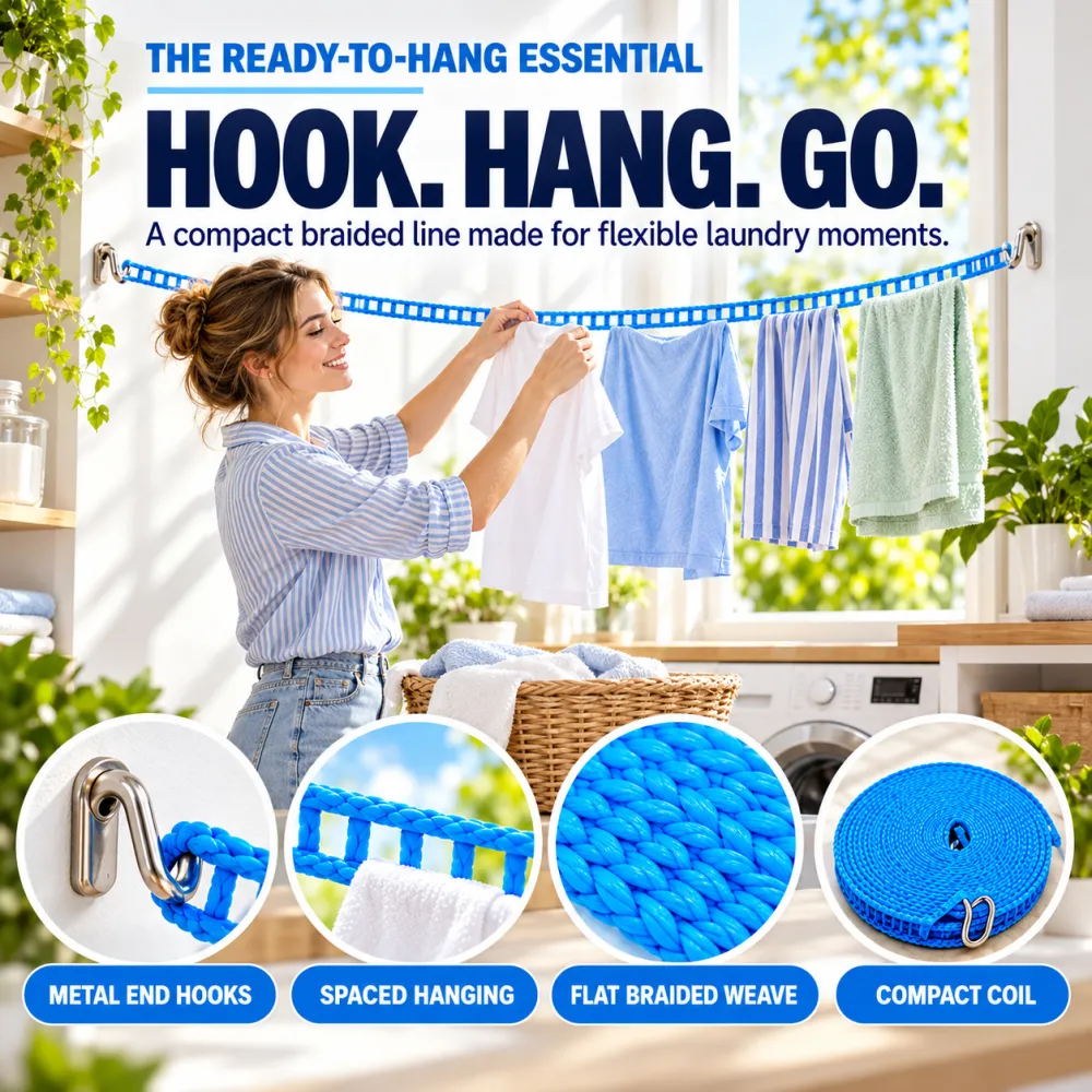 Clothesline Rope Nylon Set Anti-Slip for Clothes Hangers