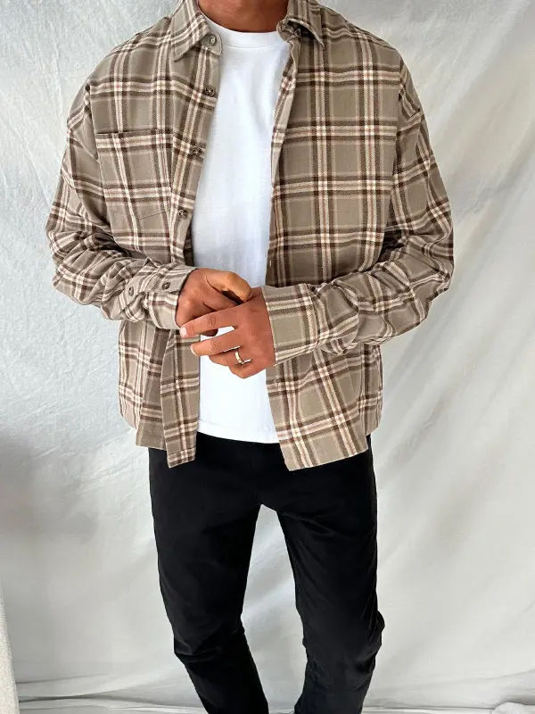 Casual Versatile And Comfortable Light Brown Shirt