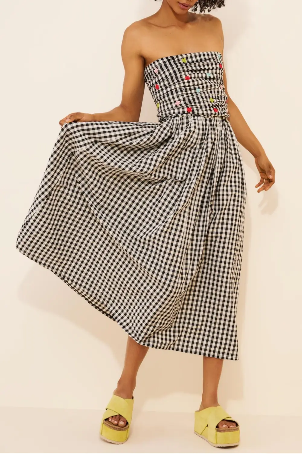Betsy Strapless Gingham Dress