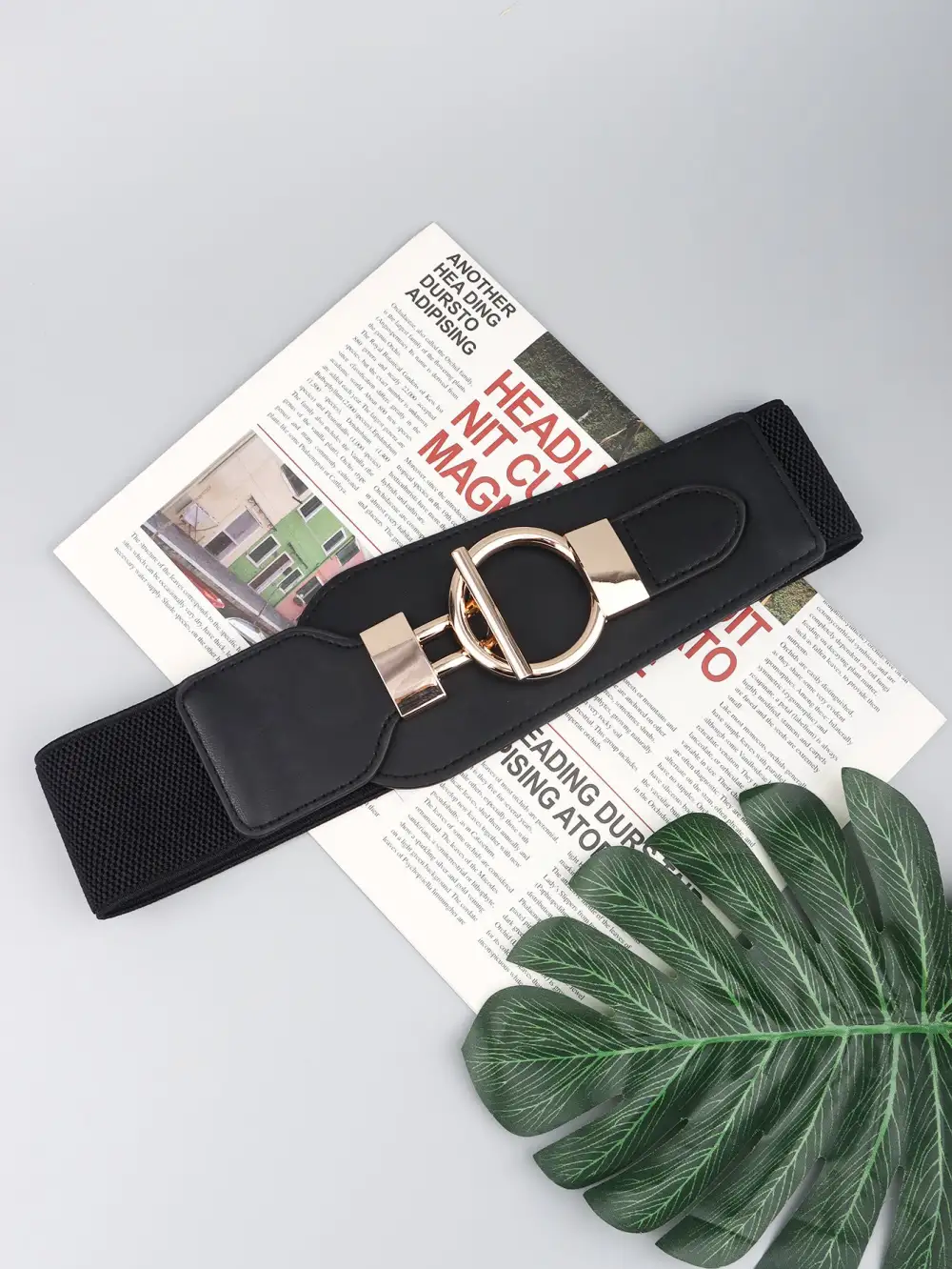 Wide Buckle Stretch Belt