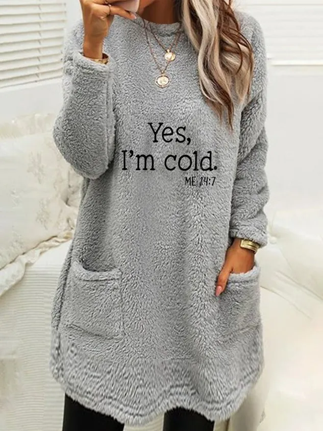 Women Text Letters Crew Neck Long Sleeve Comfy Casual Midi Dress