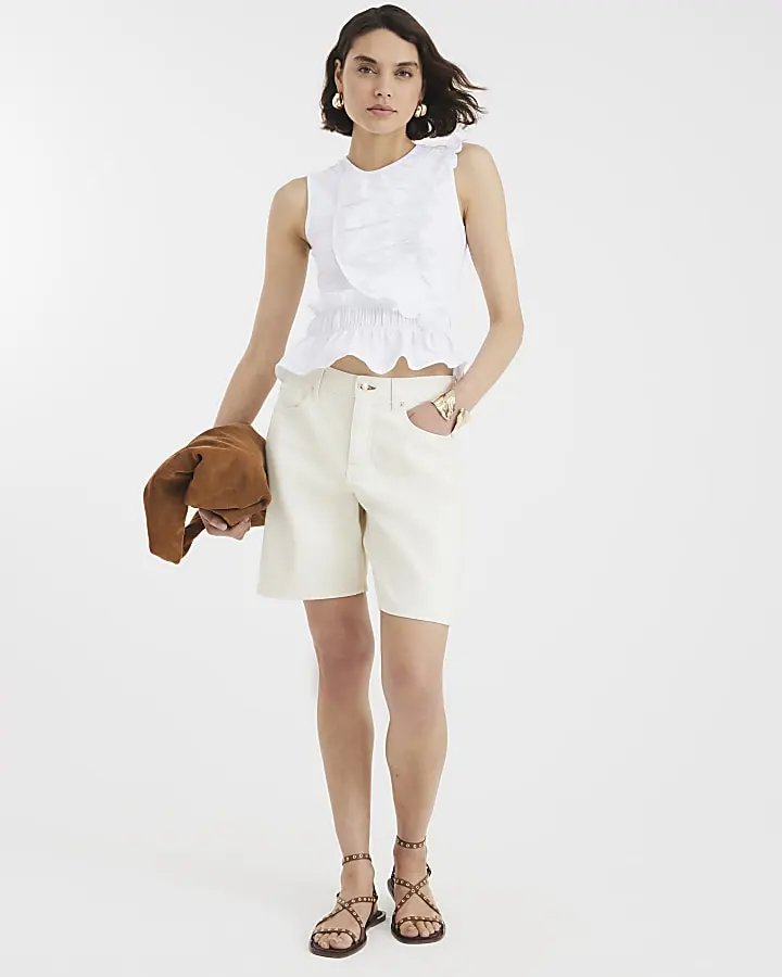 Cotton Pleated Lace Artistic Women's Vests