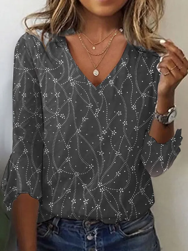 Geometric Velvet Casual Loose Shirt