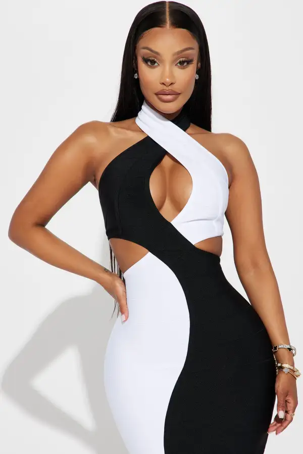 North Bandage Midi Dress - Black/White