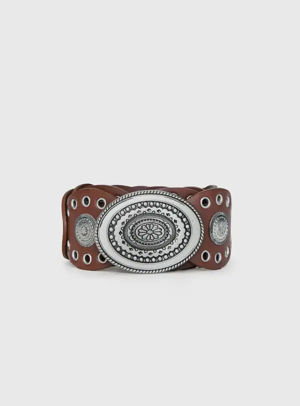 Casual Detail Buckle Faux Leather Belt
