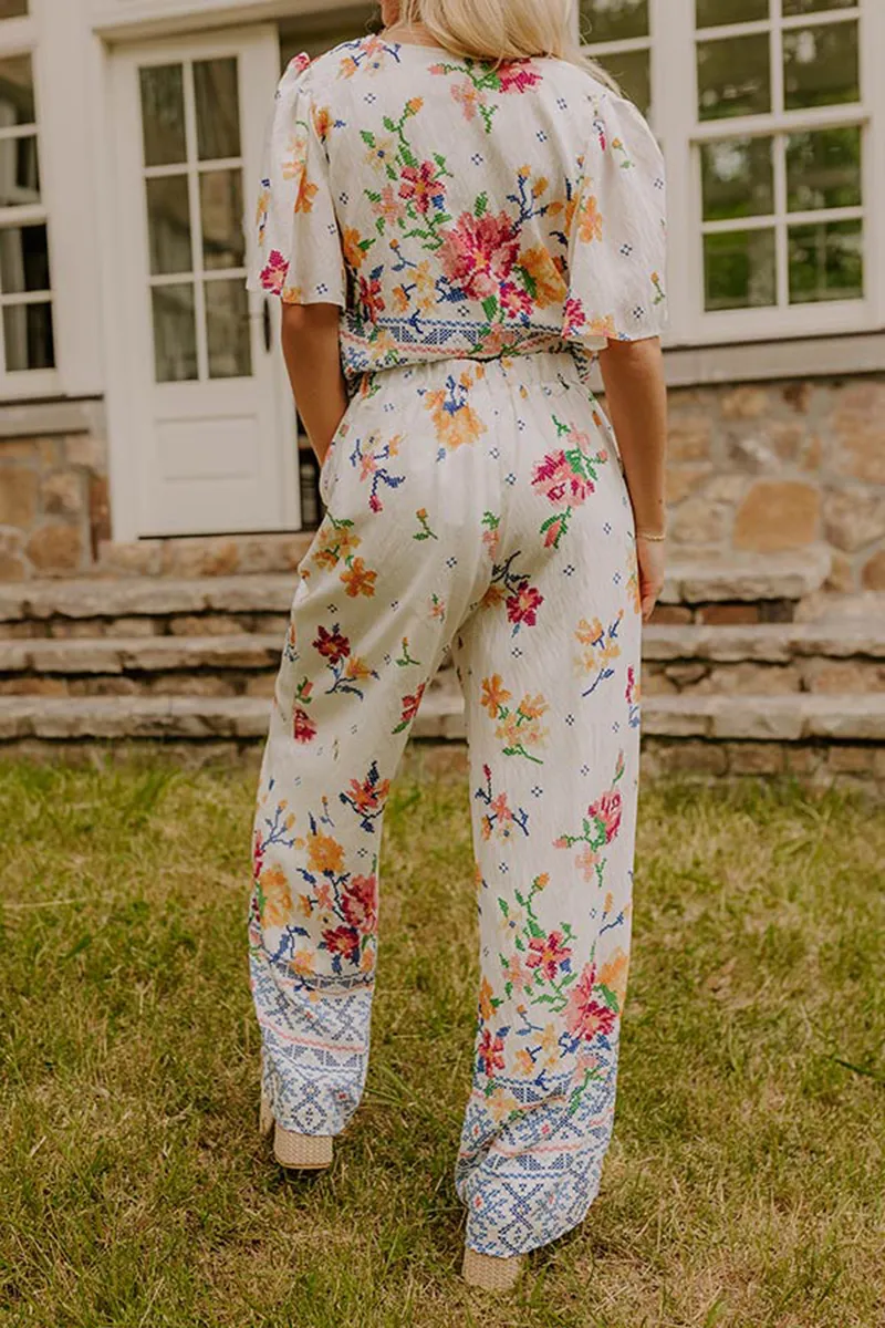 Pastoral Art Floral Ladies Loose Pants