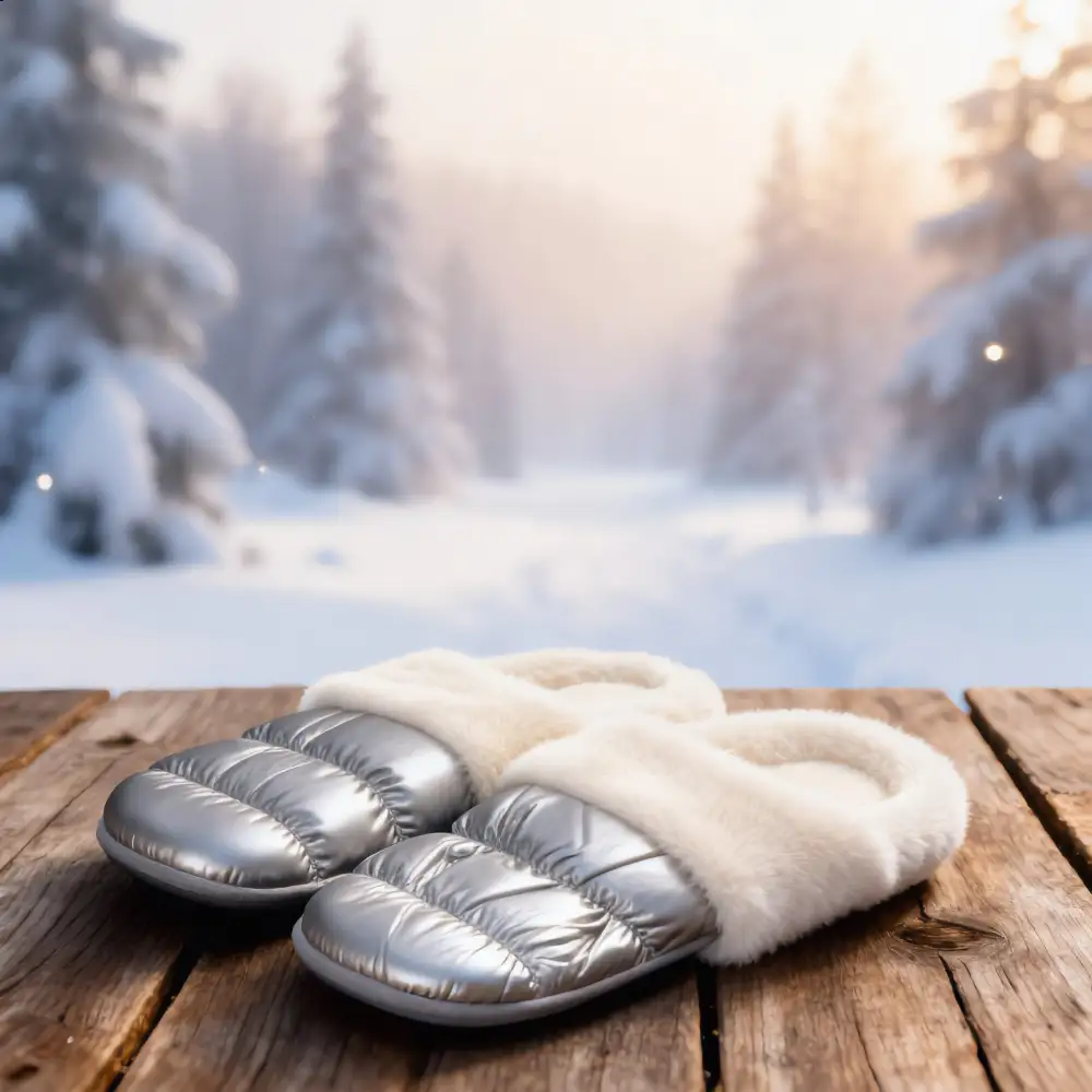 Metallic Puffy Slippers