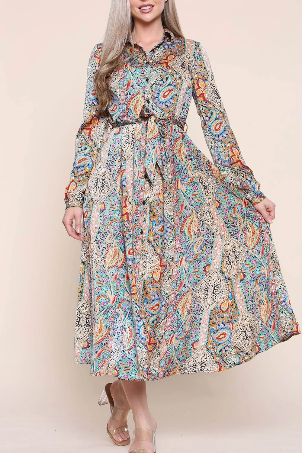 Women's Green Paisley Maxi Dress