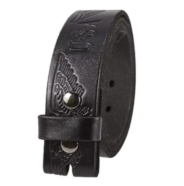Tooled Leather Snap Belt Strap