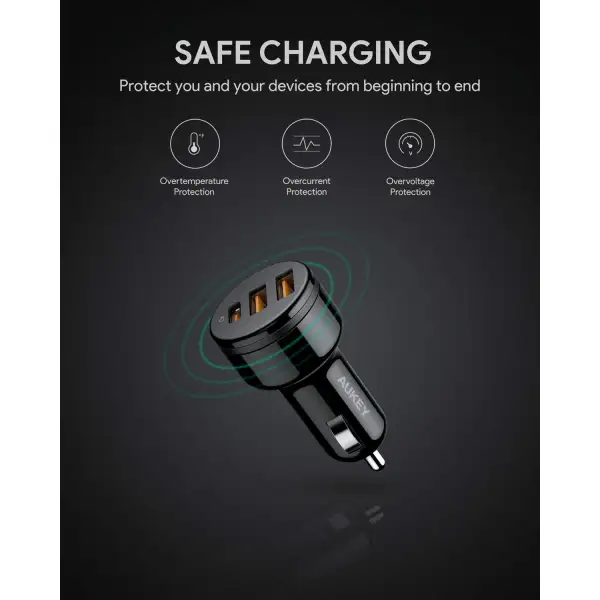 AUKEY CC-Y16 (Dual USB-A/USB-C) Car Charger - 36W