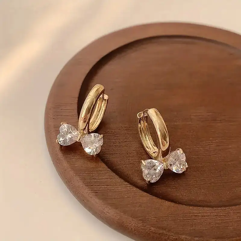 Petite Heart Shaped Bow Earrings