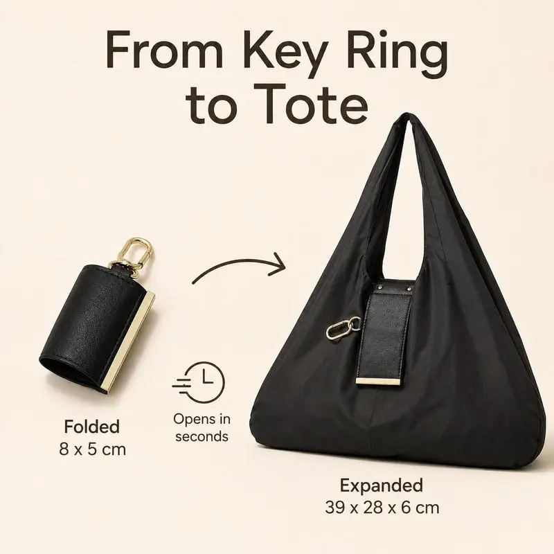 💥2026 HOT SALE💥Foldable Keychain Bag – Reusable Expandable Shopping Bag with Key Ring
