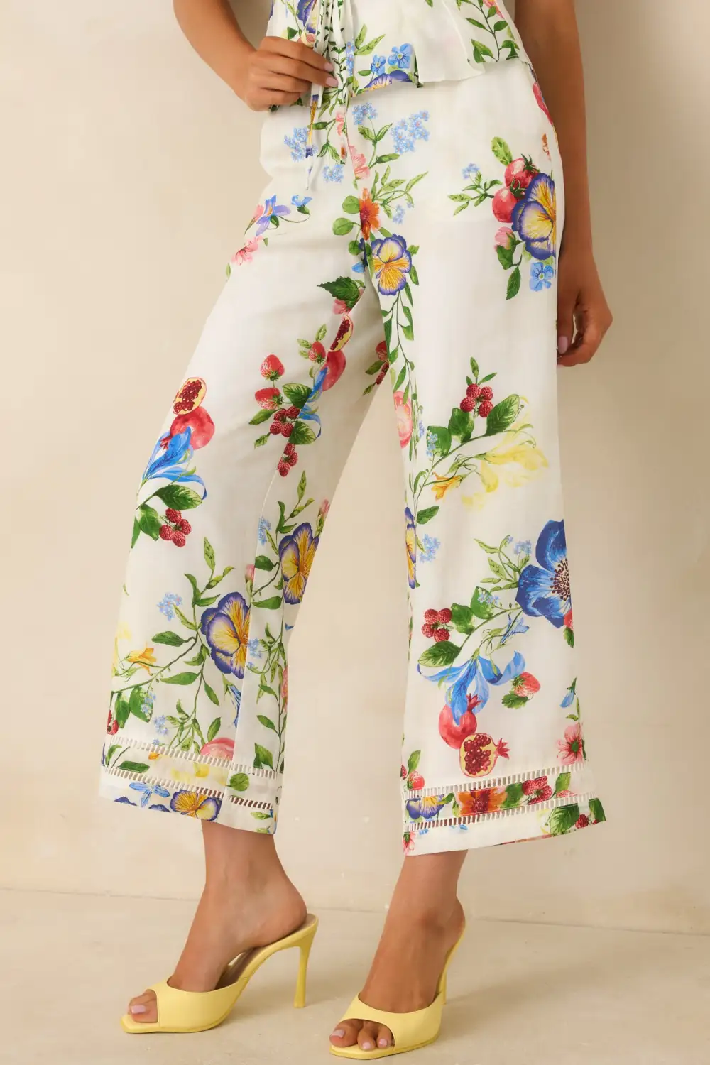 Multicolor Floral Wide Leg Pants